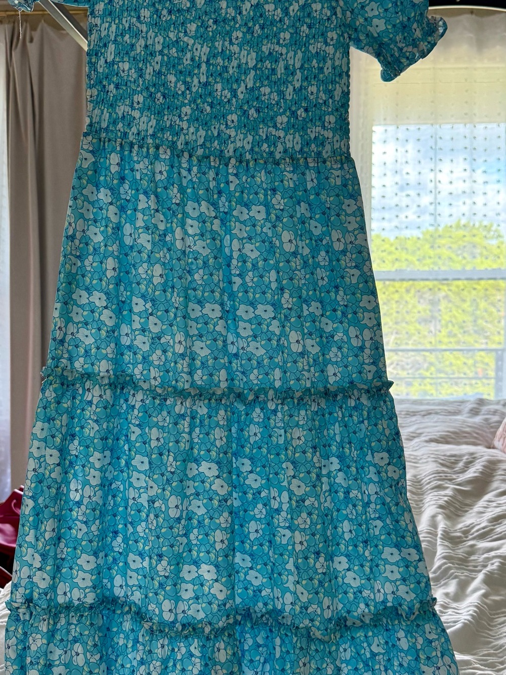 Blue Floral Tiered Women's dress